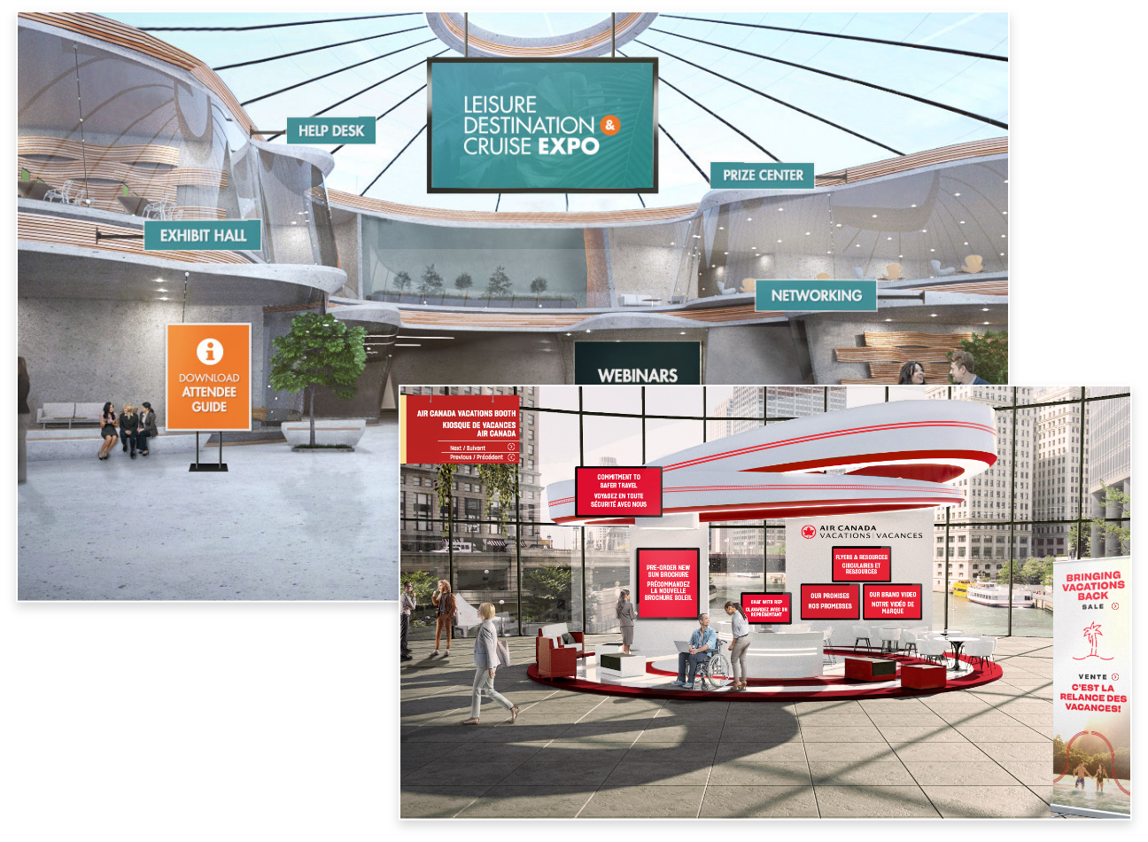 Virtual lobby and booth